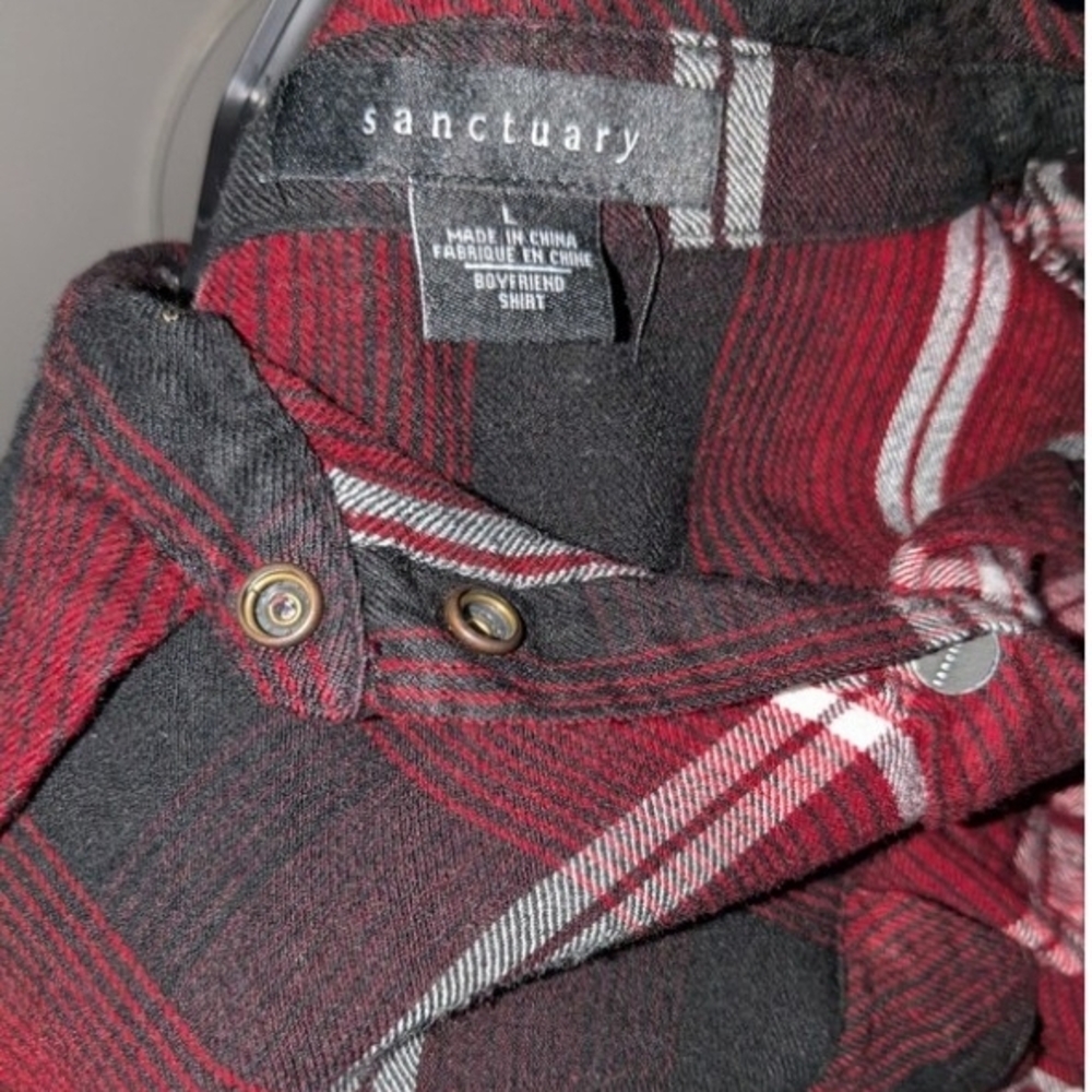 Sanctuary Red and Black Plaid Shirt - Picture 3 of 4